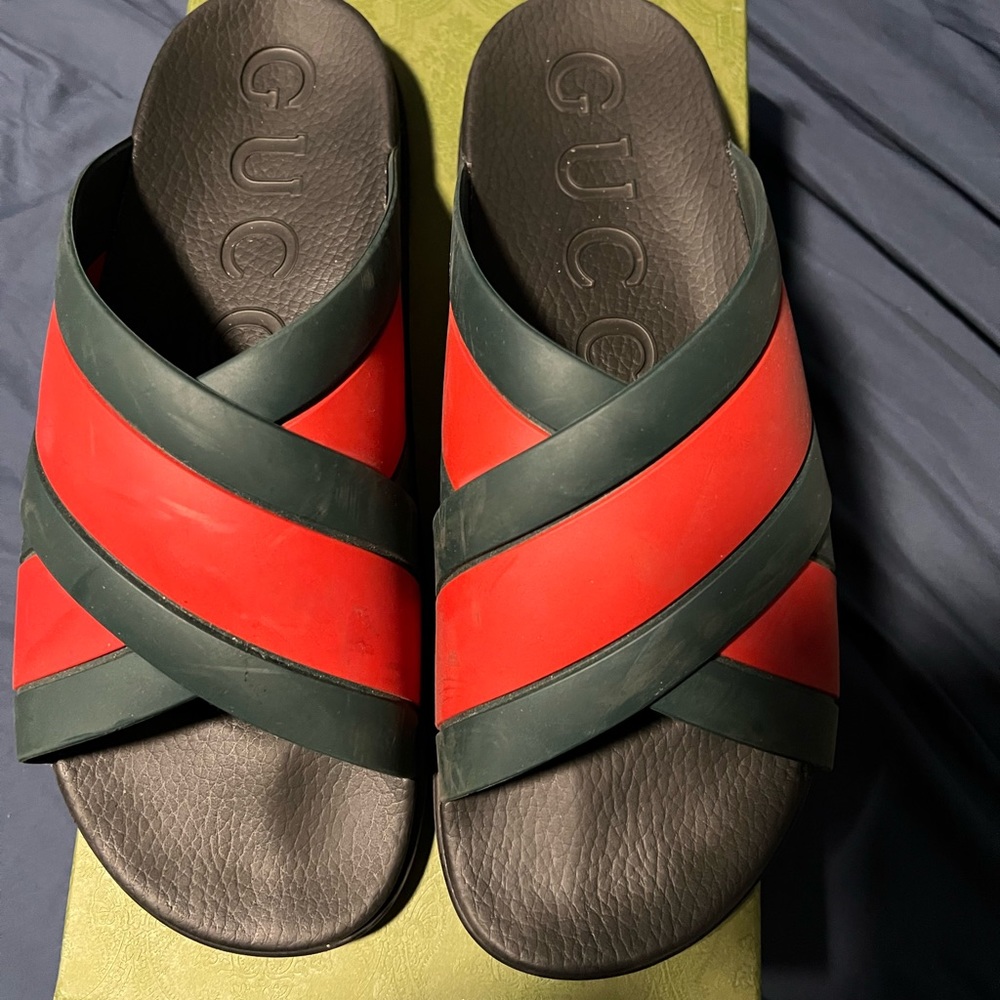 Gucci Rubber Slide with Web Size 13